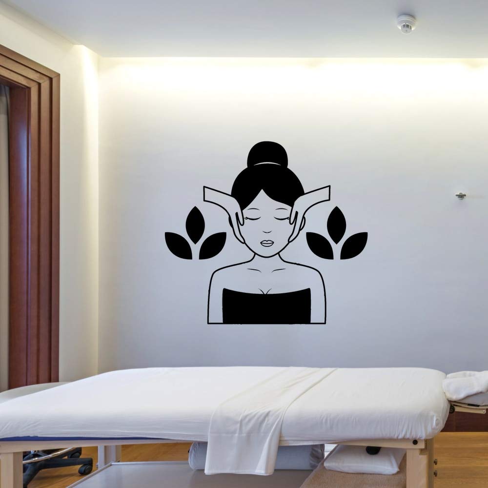 NSRJDSYT Woman Head Massage Wall Sticker Decal Relax therapy Spa Room Wall Decoration 106x57cm