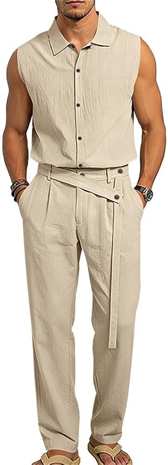 Men Sportshirt Lightweight Comfortable Breathable Solid Color Set Classic Fashion Leisure Solid Color Sleeveless T-Shirt