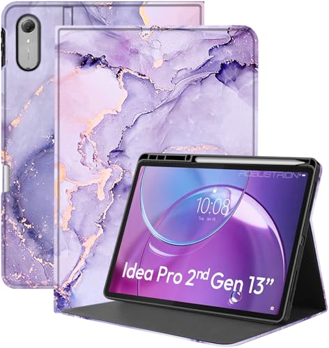 Image of Robustrion Case for Lenovo Idea Tab Pro 2nd Gen 13 inch Cover Case with [Pencil Holder], Folio Flip Cover for Lenovo Idea Tab Pro Gen 2 Cover 13 inch [Auto Sleep Wake Support] - Marble Lilac