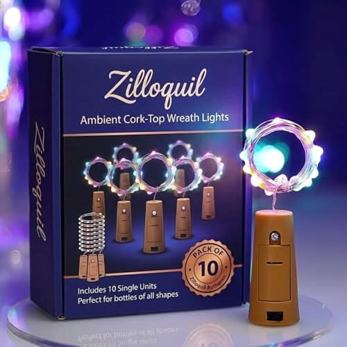 Image of Pack of 10 / 2Mtr / 20 LED's Battery Operated Wine Bottle Magic Fairy String /Strip Cork Light with Copper Wire for DIY Lights for Bottle, Indoor /Outdoor, Home Decoration Light (M /Cork Light)
