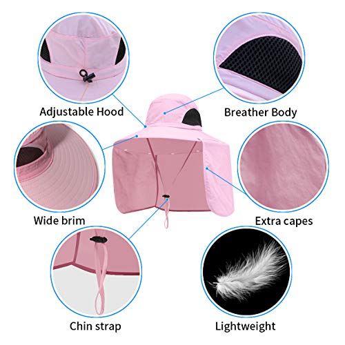 Image of Sun Blocker Hats Outdoor Sun Protection Fishing Cap with Neck Flap Large Brim Outdoor Hat