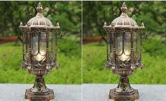 Beautiful Gate Lamp Brass Gold Colour Metal Casted for Gate, Pole, Pillar, Garden Pair (Set of 2 Pieces)