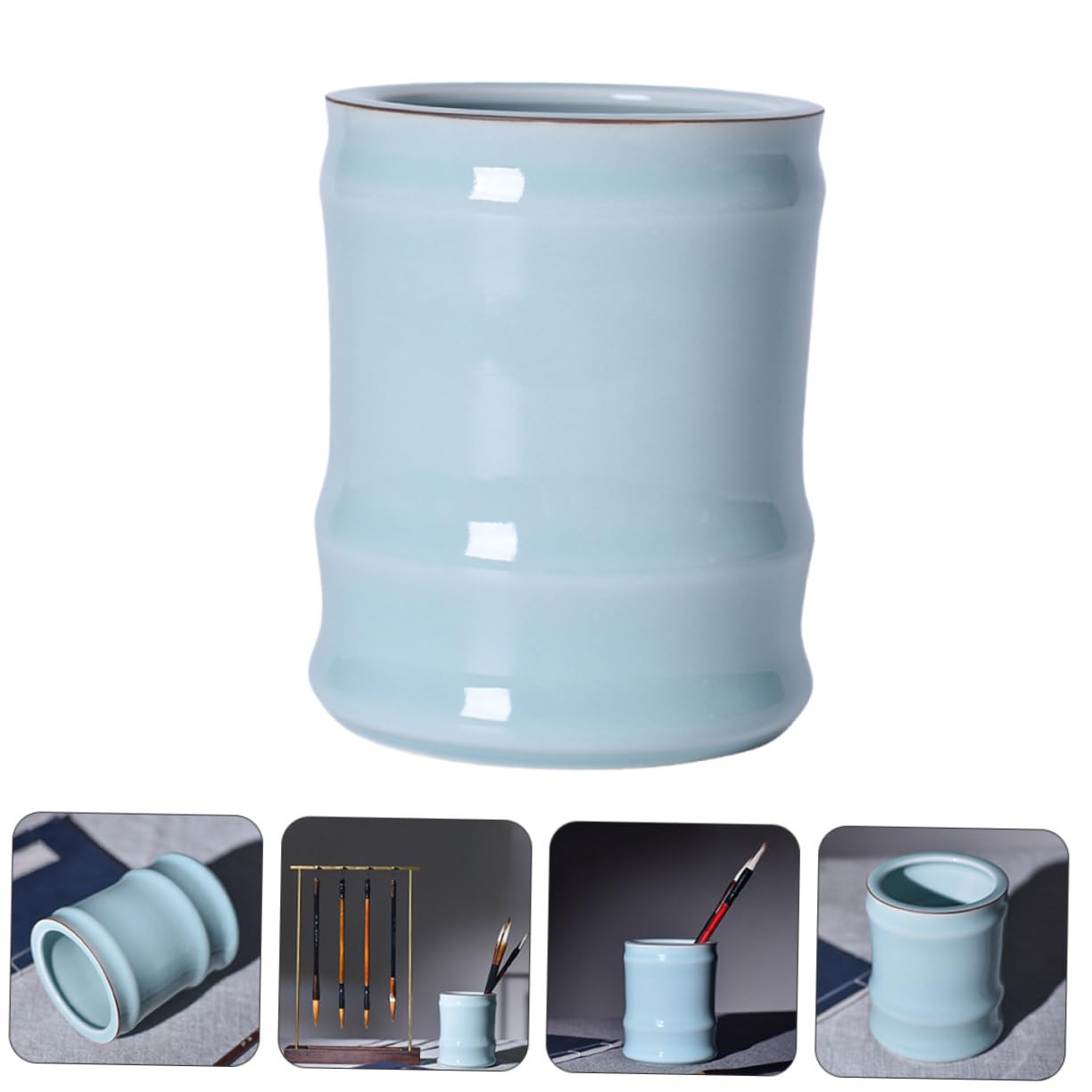 MAGICLULU Porta Penna Cilindrico in Ceramica, Elegante, Grande Capienza | Decorazione da Tavolo, Porta Penne per Scrivania Ufficio, Decorazioni Scuola