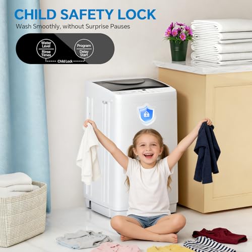Image of OLIXIS 1.06 Cu.Ft. Portable Washing Machine, Full-Automatic Laundry Washer | Stainless Steel Drum, 10 Wash Cycles, Auto-Balance, LED Display, 7.7lbs for Home Apartment Dorm, White
