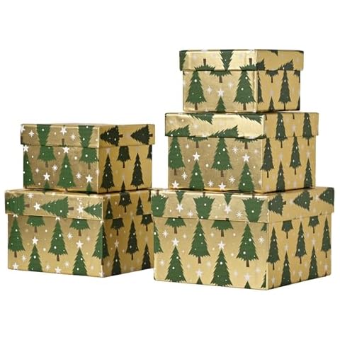 PAPER FAIR 5PCS Christmas Gift Boxes Set Cover