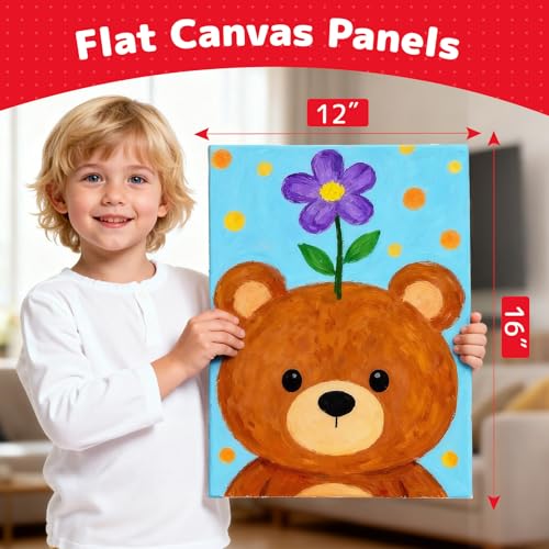 Image of 32 Pack 12x16 inch Large Flat Canvas Boards for Painting | Gesso Primed Acid-Free 100% Cotton Paint Canvas Panels for Acrylics Oil Watercolor Tempera