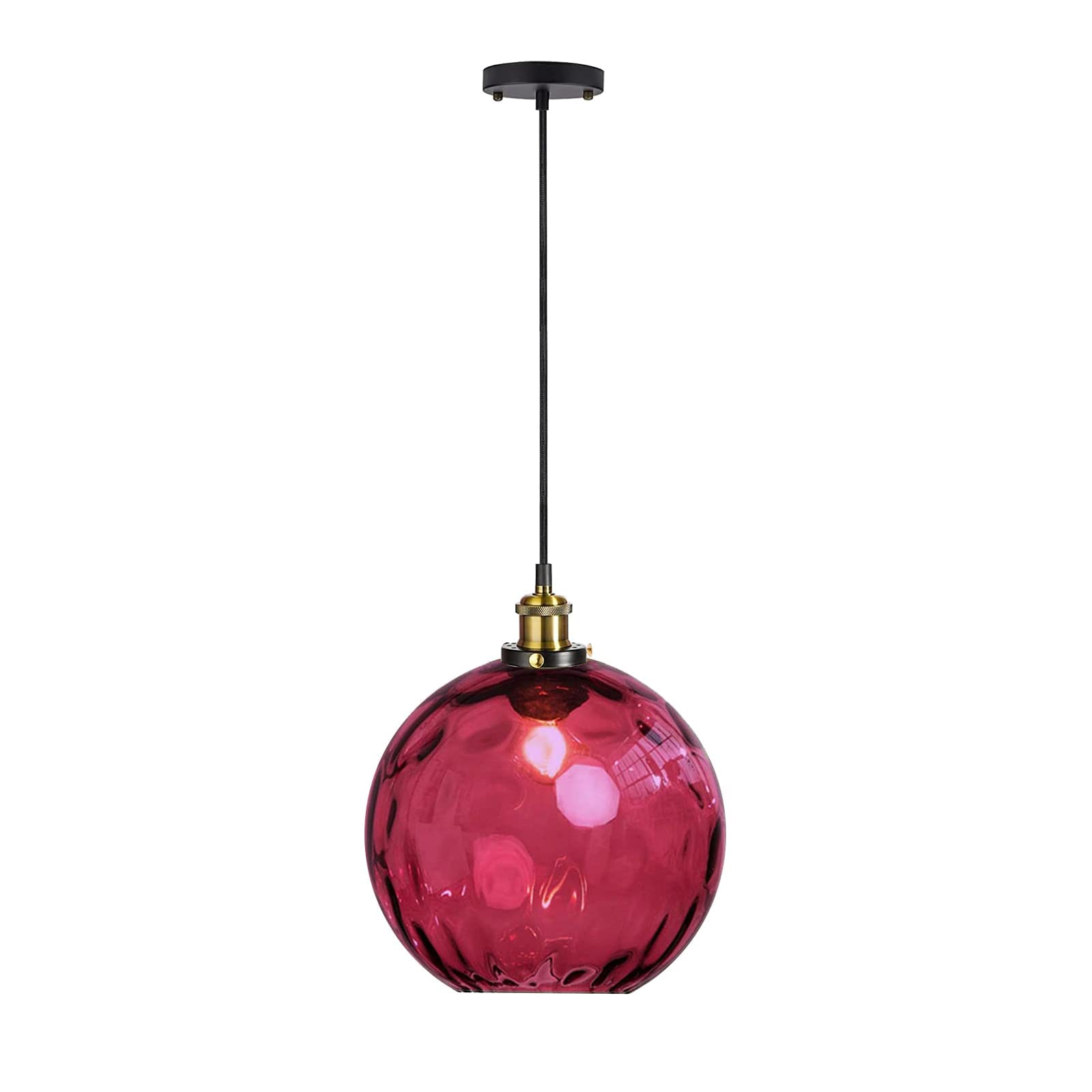 HJXDtech Vintage Industrial Pendant Light - 20cm Artistic Glass Globe Shade, Loft-Style Ceiling Hanging Lamp with Antique Bronze Finish, E27 Base, Perfect for Cafe, Restaurant, Home Decor (Burgundy) — image 1