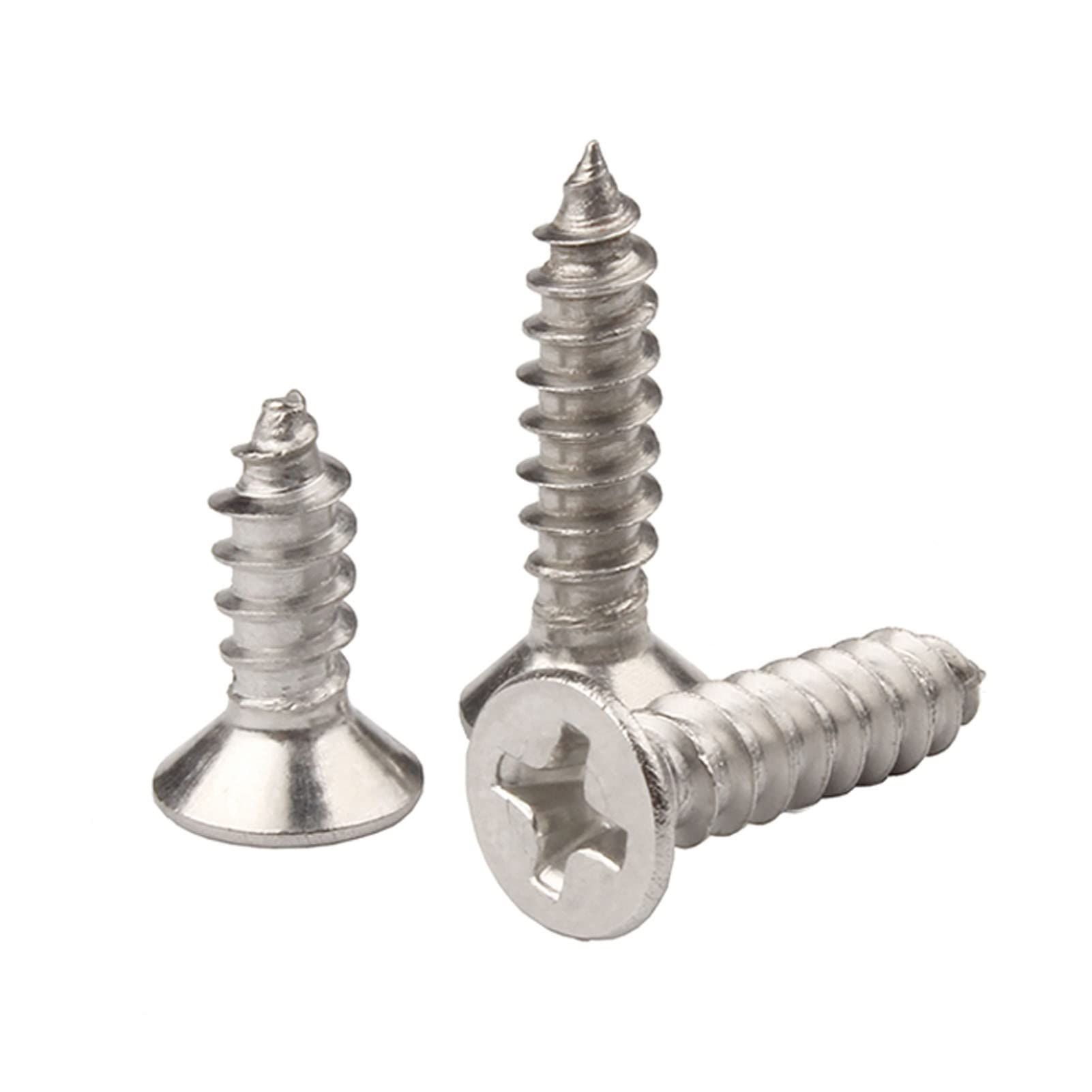MOOPW Flat Head Wood Screws - 304 Stainless Steel Cross Head Countersunk Self Drilling Self Tapping Screws Fasteners M3 M4 M5 M6 - Image 3