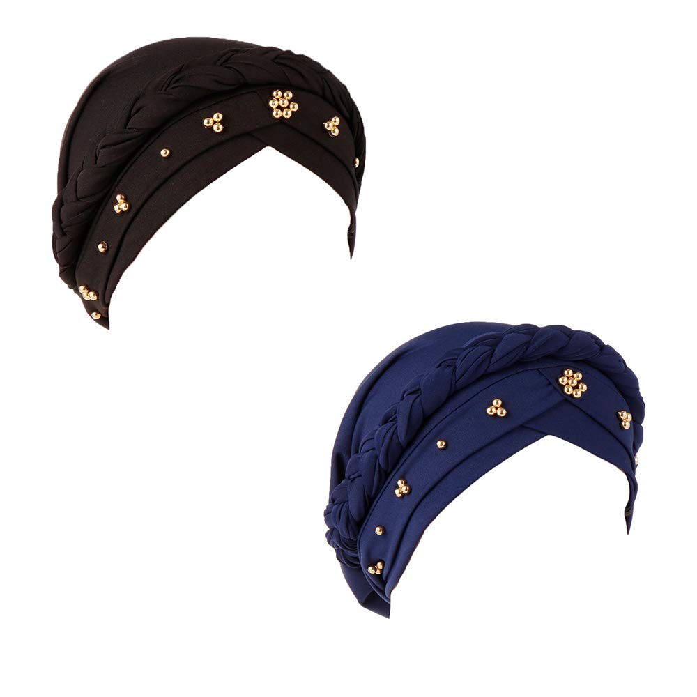 Zuochen Women's Blanav Braid Turban Cap Chemo Cancer Turbans For Beanie Scarf Headwrap
