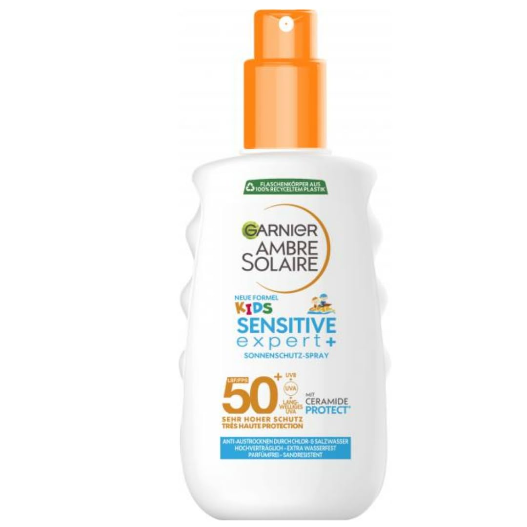 Mit Pufai Überraschungsgeschenk, Ambre Solaire Kids Sensitive Expert+ LSF 50 Sonnenschutzmittel Sun Gesichts- Sonnencreme LSF50 150 Mililiter x 3 STÜCK