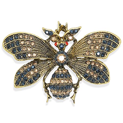 Image of Rhinestone Bee Brooch Vintage Fly Insect Corsage Crystal Moth Brooch Pin
