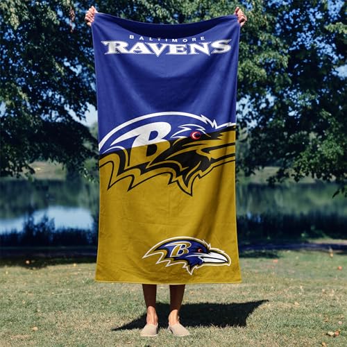 Image of Northwest NFL Baltimore Ravens Microfiber Beach Towel, 30 x 60 Inches - Quick Dry, Sand Resistant, Lightweight, Highly Absorbent, Incisor Design