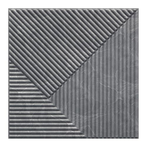 Image of Kayra Decor 3D PVC Wall Panel - Fluted Design, Gray Marble Color 19.7 inch x 19.7 inch (Pack of 18) - Covers 48.51 Sq. Ft.
