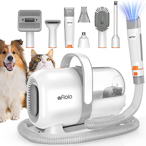 Afloia Dog Grooming Kit, Pet Grooming Vacuum & Electric Dog Clippers Nail Trimmer Grinder & Dog Brush for Shedding & Cleaning Tools 4 in 1 Pet Hair Remover Low Noise Cat Grooming Supplies for Dog Cat