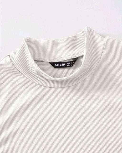 Image of Sleek Mock Neck Rib-Knit Short Sleeve Tank Top for Women
