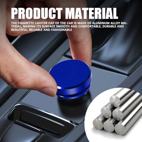 Image of 2PCS Universal Car Cigarette Lighter Plug Cover, Power Outlet Cap, Waterproof Dustproof Aluminum Cigarette Lighter Socket Cover Cap, Car Decoration for Vehicles with 12V Power Source (Blue)