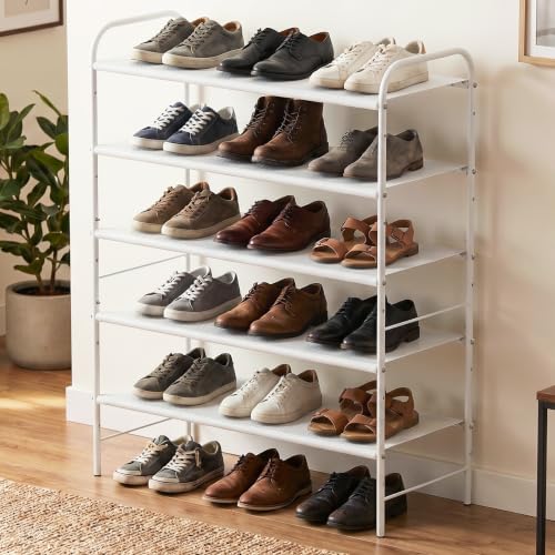 Image of Simple Houseware 5-Tier Shoe Rack Storage Organizer, White