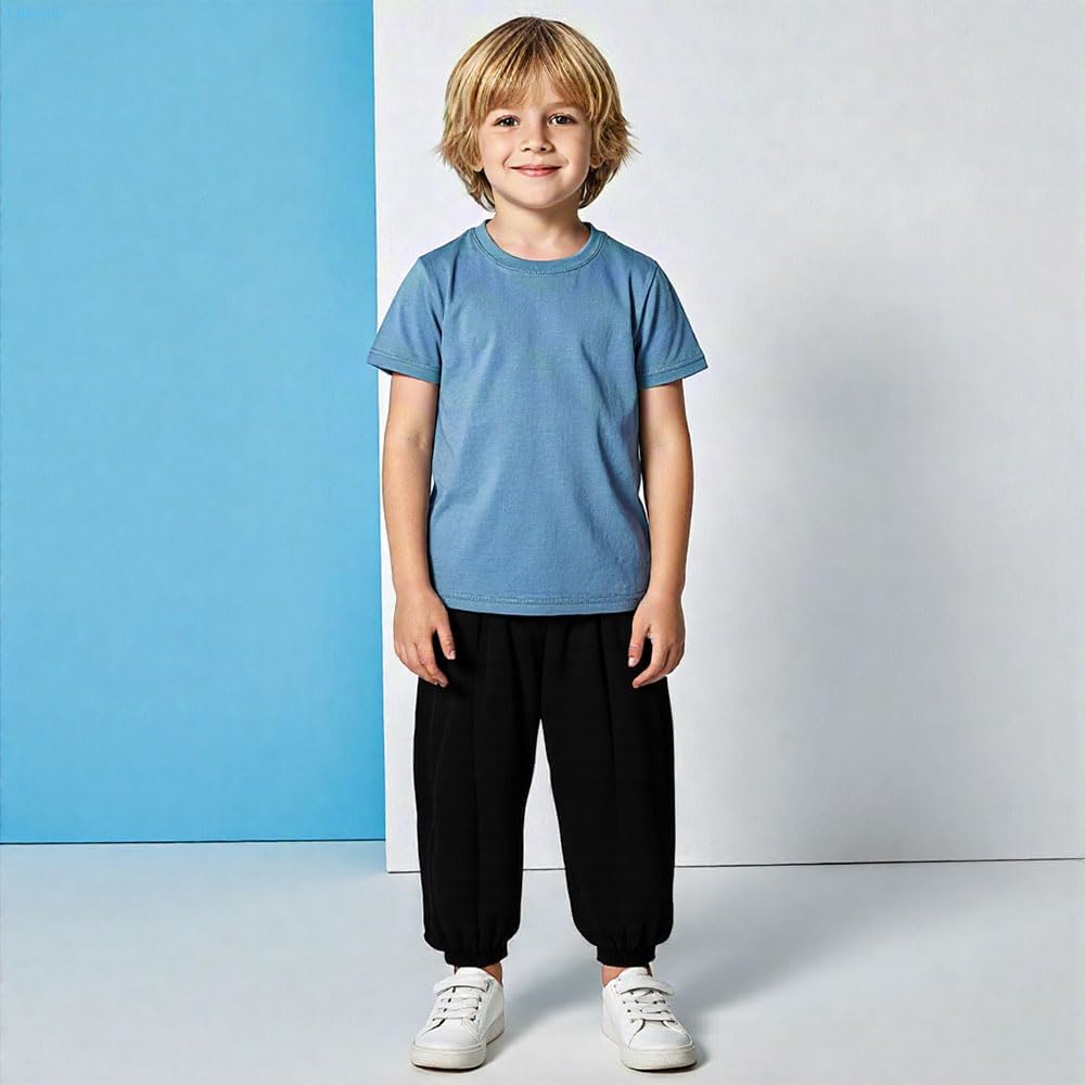 YUANQIAN Pantalones de seda de hielo transpirables de secado rápido para niños, repelentes de mosquitos, pantalones unisex de ajuste relajado, cintura elástica, puños ajustables