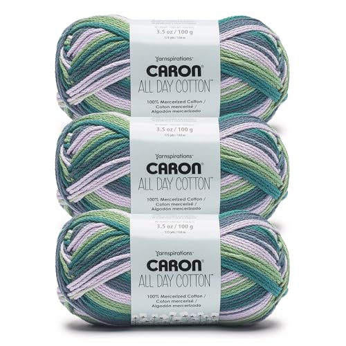 Image of Caron All Day Cotton Starling Yarn - 3 Pack of 100g /3.5oz - 100% Mercerized Cotton - #4 Worsted (Medium) - 173 Yards - Knitting /Crochet