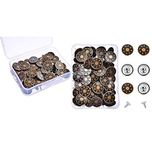 Image of DIY Crafts Design No # 1, Mixed & Combo Set for All Purpose, 40 Sets Jeans Buttons Metal Button Snap Buttons Re (Design No # 1, Mixed & Combo Set for All Purpose)
