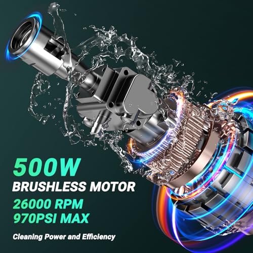 ZUYIYI Cordless Pressure Washer for Makita 18V Battery, 970PSI Portable Power Cleaner, Handheld High-Pressure Car Washer Gun, 6-in-1 Nozzle for Washing Cars Fences Siding (Battery NOT Included) - Image 3