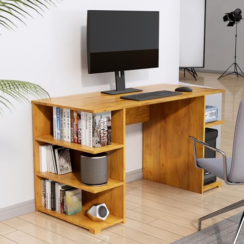 Image of Bniture Wooden Study Table for Home | Engineered Wood Study Table with Side Shelf Storage | Multi Purpose Computer Desk for Writing & Study | Laptop Table for Study Room & Workstation | Giant Wood