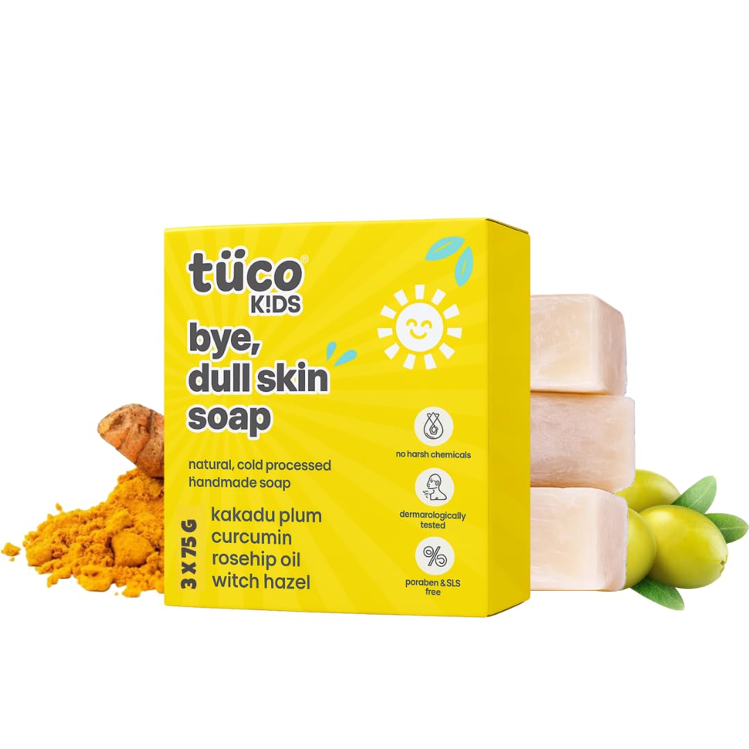 Dull Skin Soaps Turmeric, Shea Butter & Coconut Oil Magic Soaps For Bath (75 Gms Pack Of 3) | Paraben Free | Haldi Bath Soap for tan removal | Handmade Soaps For Glowing | Skin Brightening Soap For Men, Women & Kids
