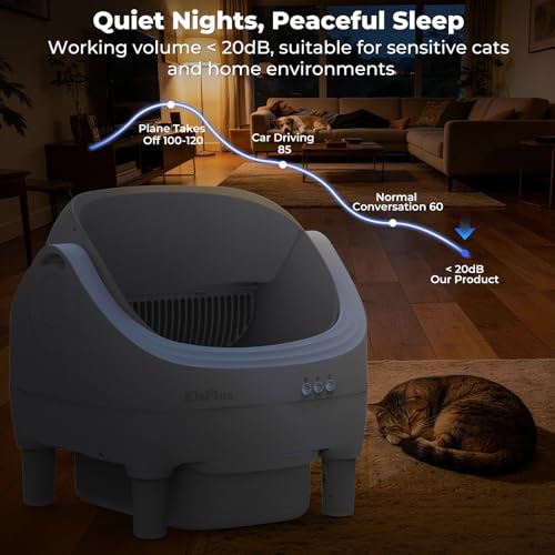 Image of Self-Cleaning Cat Litter Box, Open-Top Automatic Litter Box with APP Control, Odor-Control & Low-Noise Design, Large Capacity, Safe for Multiple Cats