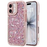 Lafunda iPhone 17 用 ケース キラキラ ラメ ダイヤモンドストーン デコ 女の子 豪華 人気 衝撃吸収 TPU 軽量 落下防止 おしゃれ ワイヤレス充電対応 アイホン17 用携帯ケース 6.3インチ対応 ピンク