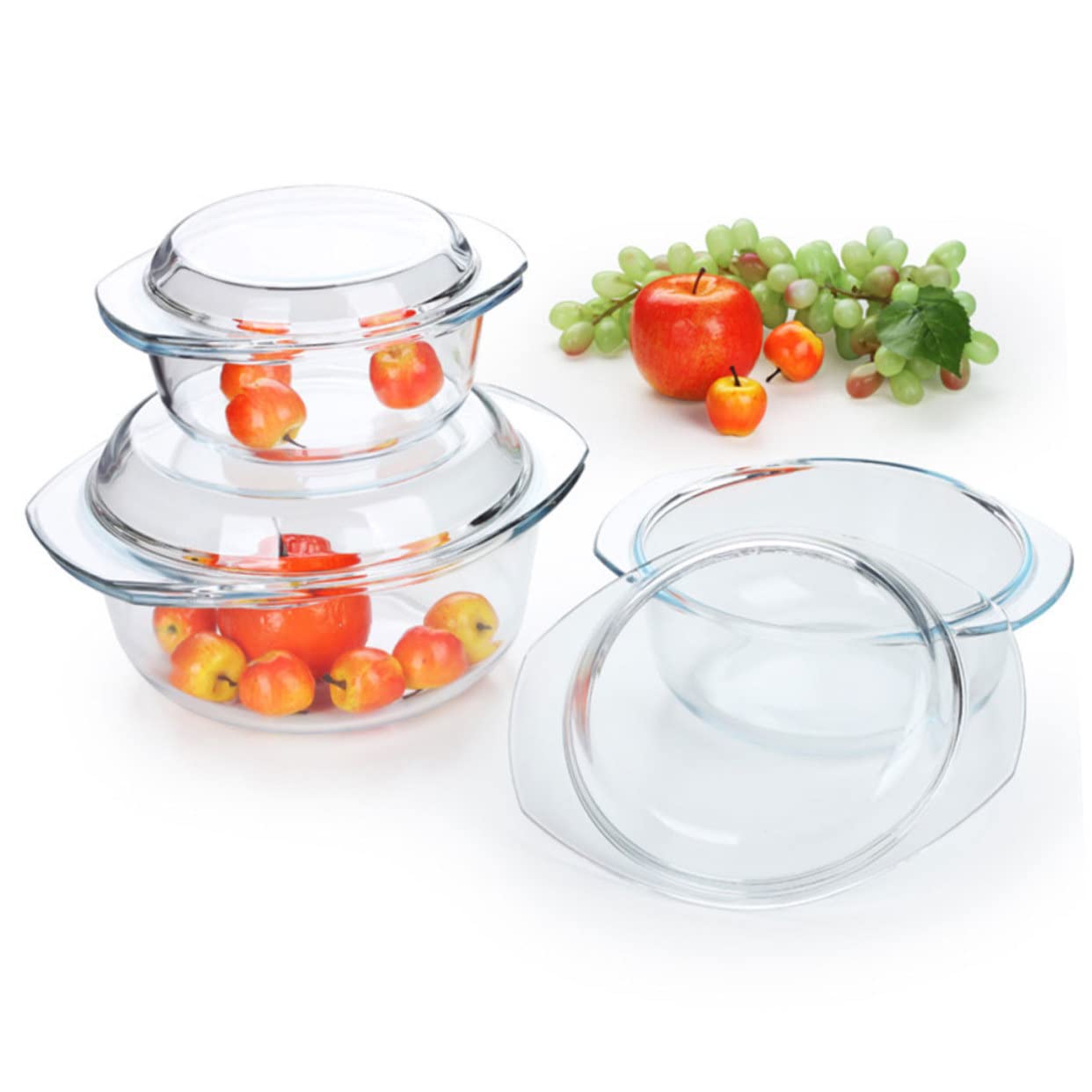 Hitzebeständiger Glasschüssel mit Deckel 1l Ofenfest und Mikrowellengeeignet als Suppentopf in Küche