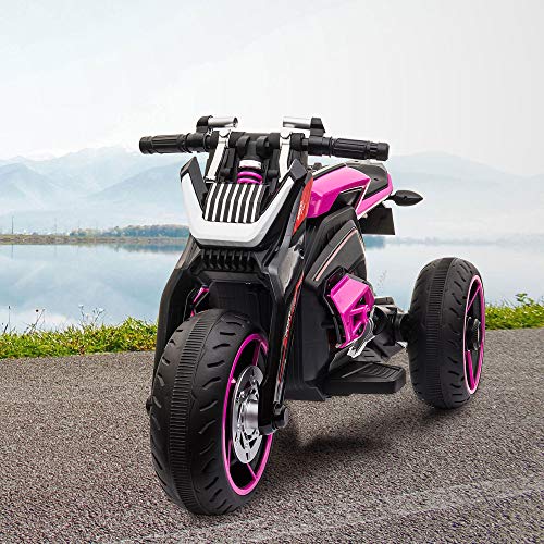 TOBBI 12V Kids Ride On Motorcycle Toys 3 Wheels Electric Trike Motorcycle for Boys and Girls in Rose Red