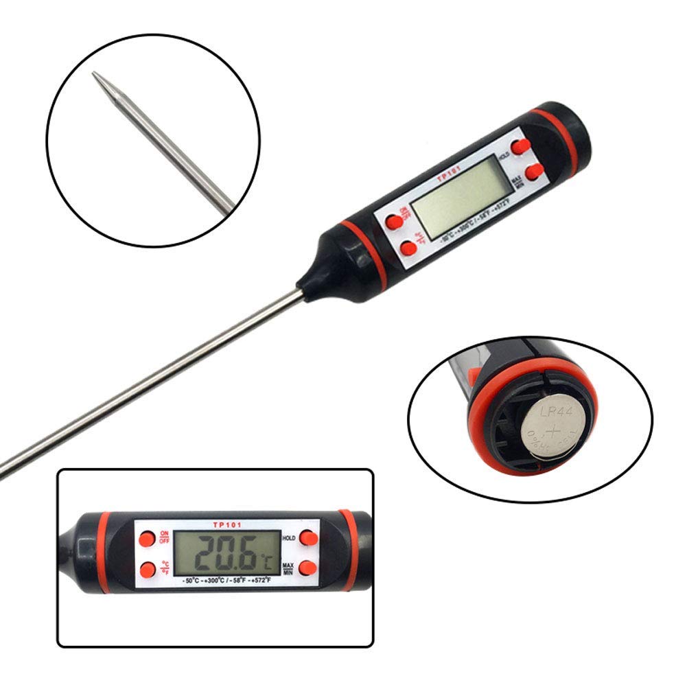 Digital Cooking Thermometer, 5.8 inches Long Stainless Probe Kitchen Food Meat Thermometers with Instant Read Best for Food, Meat, BBQ, Milk, and Water