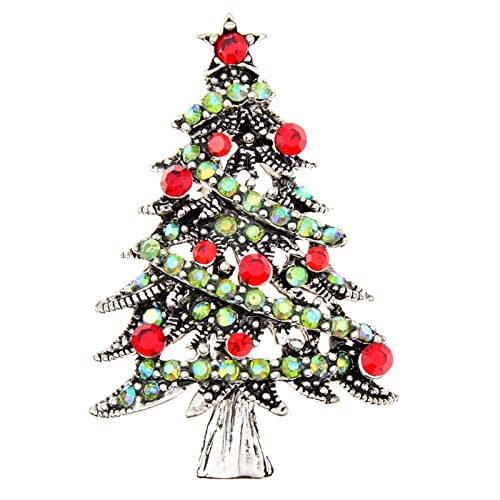 Broche Noël strass arbre et pin badge métal pour accessoiriser une veste