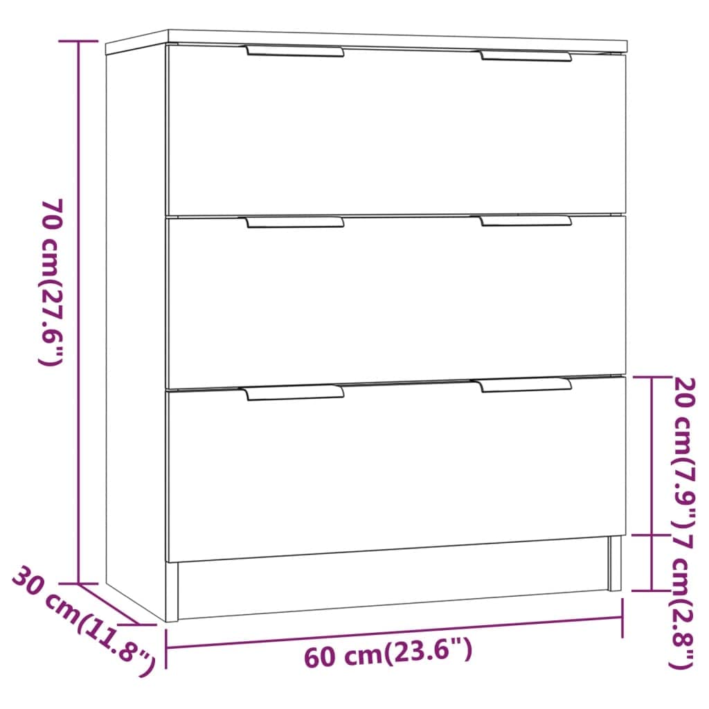 vidaXL Buffets 3 pcs Armoires de Rangement Organisateurs de Maison Meubles de Rangement Armoires de Salon Intérieur Gris Béton Bois d'Ingénierie