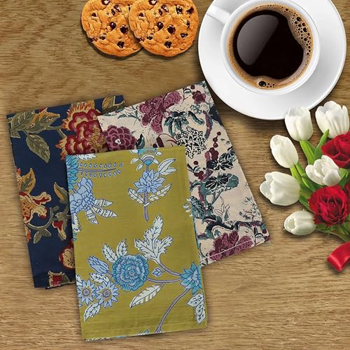 Image of Indian Cotton Cloth Napkins Hand Block Print Hand Made Size Assorted Color and Printed Home Decor Indian Eco Friendly Mix Dinner Napkins (10X10 inch)