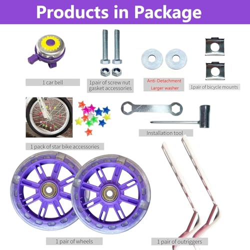 Image of DDJKCZ Training Wheels Flash Mute Wheel Bicycle Compatible for Bikes of 12 14 16 18 20 Inch