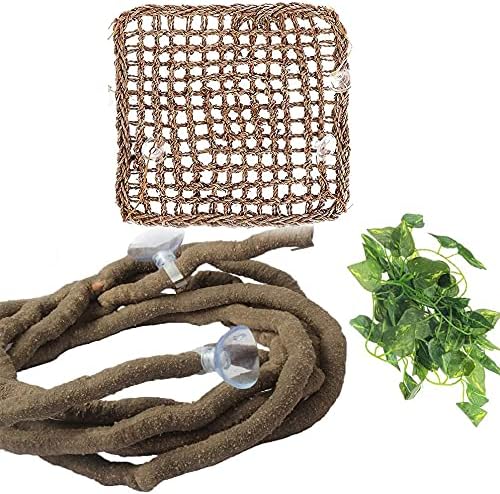 Tfwadmx Bearded Dragon Hammock Jungle Climber Vines Flexible Reptile Plants with Suction Cups Terrariums Decoration Accessories for…