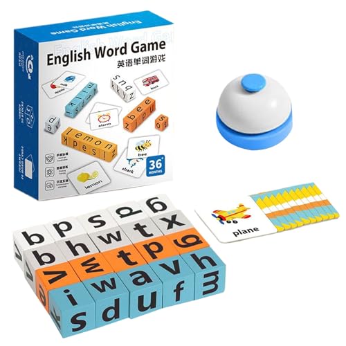 Alphabet-Spiel – 14 cm pädagogisches Spielzeug zur Rechtschreibung englischer Wörter, Lernset mit Alphabetblöcken, Aktivität zur kognitiven Entwicklung | Für Kinder ab 3 Jahren, Vorschule, Kindergarte