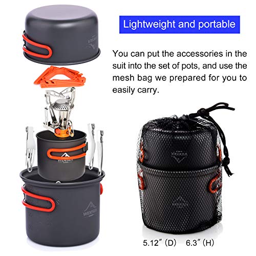 widesea Juego de Cocina para Camping para 1-2 Personas, Set Compacto para Mochilero con Ollas, Estufa, Taza y Accesorios para Cocina al Aire Libre miniatura 6