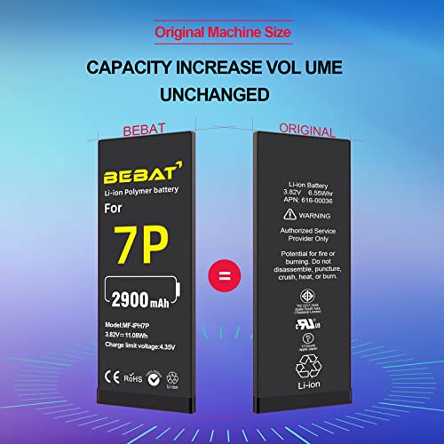 Bebat Replacement For Iphone 7 Plus Battery,Real 2900Mah High Capacity Li-Ion Polymer Replacement Battery For Iphone 7 Plus A1661 A1784 A1785 With Complete Professional Repair Tool #TOP2