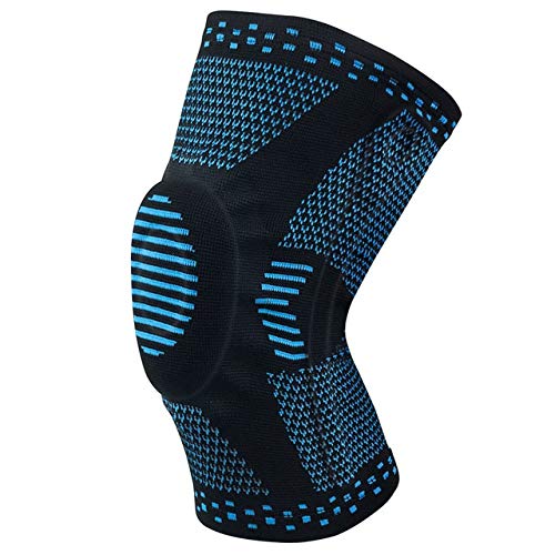 Elastic sports knee pads breathable knee pads support running fitness hiking cycling knee pads silicone pads - Blue,M