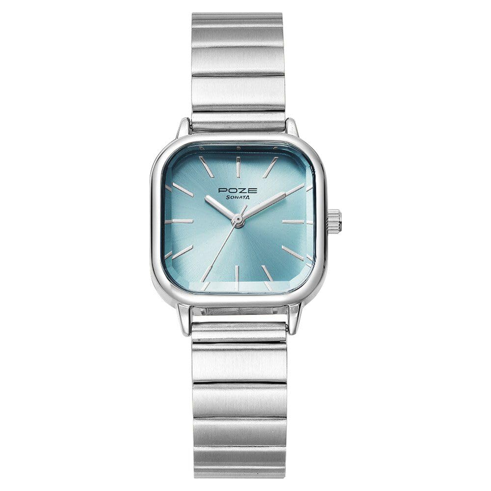 Sonata Poze Quartz Analog Blue Dial Stainless Steel Strap Watch for Women-SP80025SM01W (B0CW9S54TM) Amazon Price History, Amazon Price Tracker