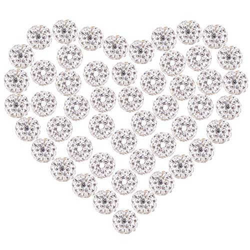 NBEADS 50 Pcs 6mm Crystal Disco Ball Beads Rhinestone Beads Jewelry Making Charms(Grade A)