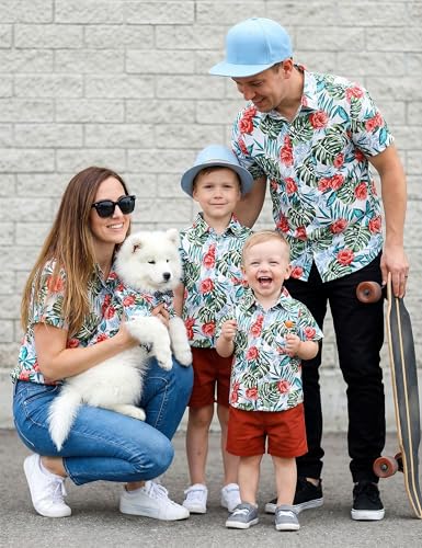 Image of JunNeng Toddler Baby Boy Shorts Sets Hawaiian Outfits,Summmer Hawaiian Shirt+ Elastic Shorts Vacation Clothes