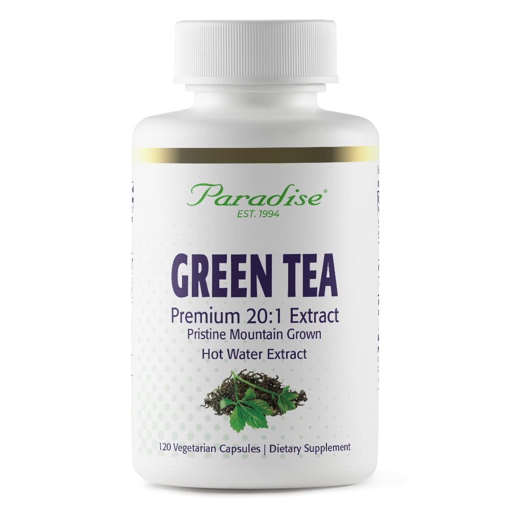 Paradise Green Tea Extract, Super Potent, Ultra Pure, 100% Naturally Extracted, Non GMO, Gluten Free, 120 Vegetarian Capsules