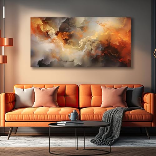 Toile abstraite orange haut de gamme 40x80cm avec châssis en bois LSYALUCK