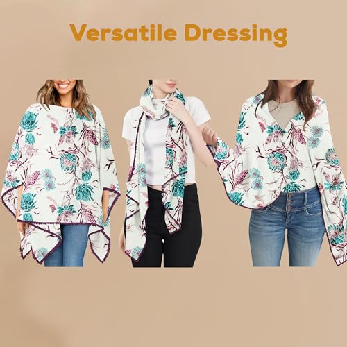 Image of Pepperika Rayon Nursing Cover for Breastfeeding Mother Multiuse Poncho Style Shawl Feeding Cover for Nursing Mom Scarf with Buttons Cotton Feeding Apron (Pack of 1) Multicolour /Purple