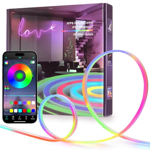 ANDOHAI 50FT LED Neon Rope Lights, Flexible Led Rope Lights Control with App/Remote, IP67 Outdoor...