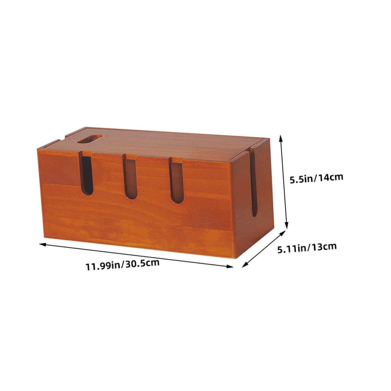 Scatola Organizer Cavi in Legno Marrone per Scrivania | Contenitore per Prese e Fili, Aspetto Moderno Semplice, Installazione Facile