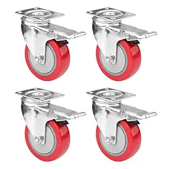 Gikvni Single Wheel Caster - Heavy Duty 360 Degree Swivel Single Castor Wheel 2 Inch with 50 mm Wheel Height for Office Chair Wheels, Shopping Trolley, Furniture Equipment and More (Set of 4)